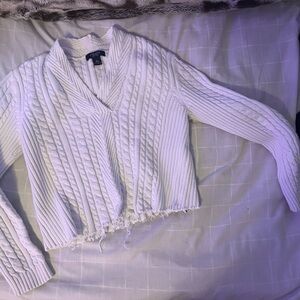 white v-neck sweater